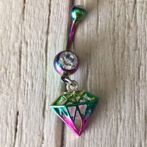 Diamond shape belly ring